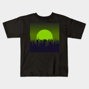 City on green sunset Kids T-Shirt